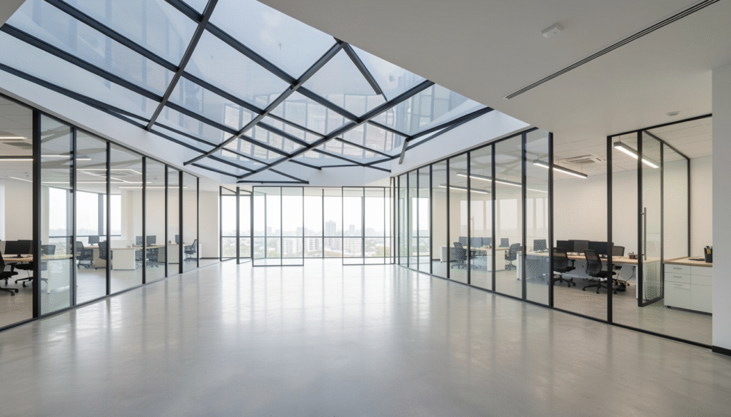 Interior Glass Partitions & Ceiling Glass